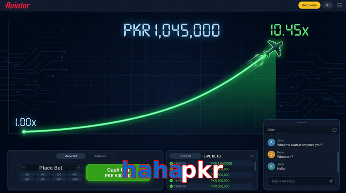 Main screen of Hahapkr aviator page for PK players