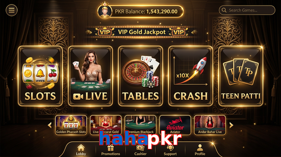 Main screen of Hahapkr casino page for PK players